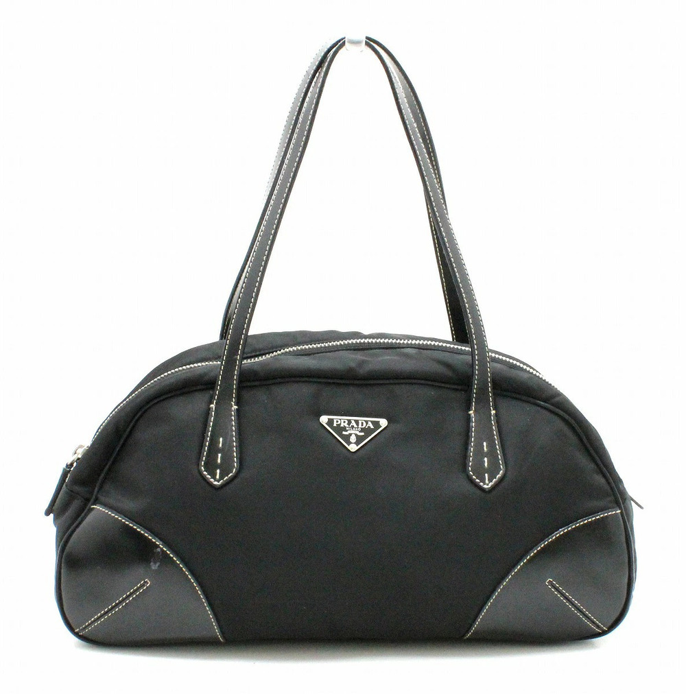 Prada Handbag Boston Hobo Leather NERO Black
